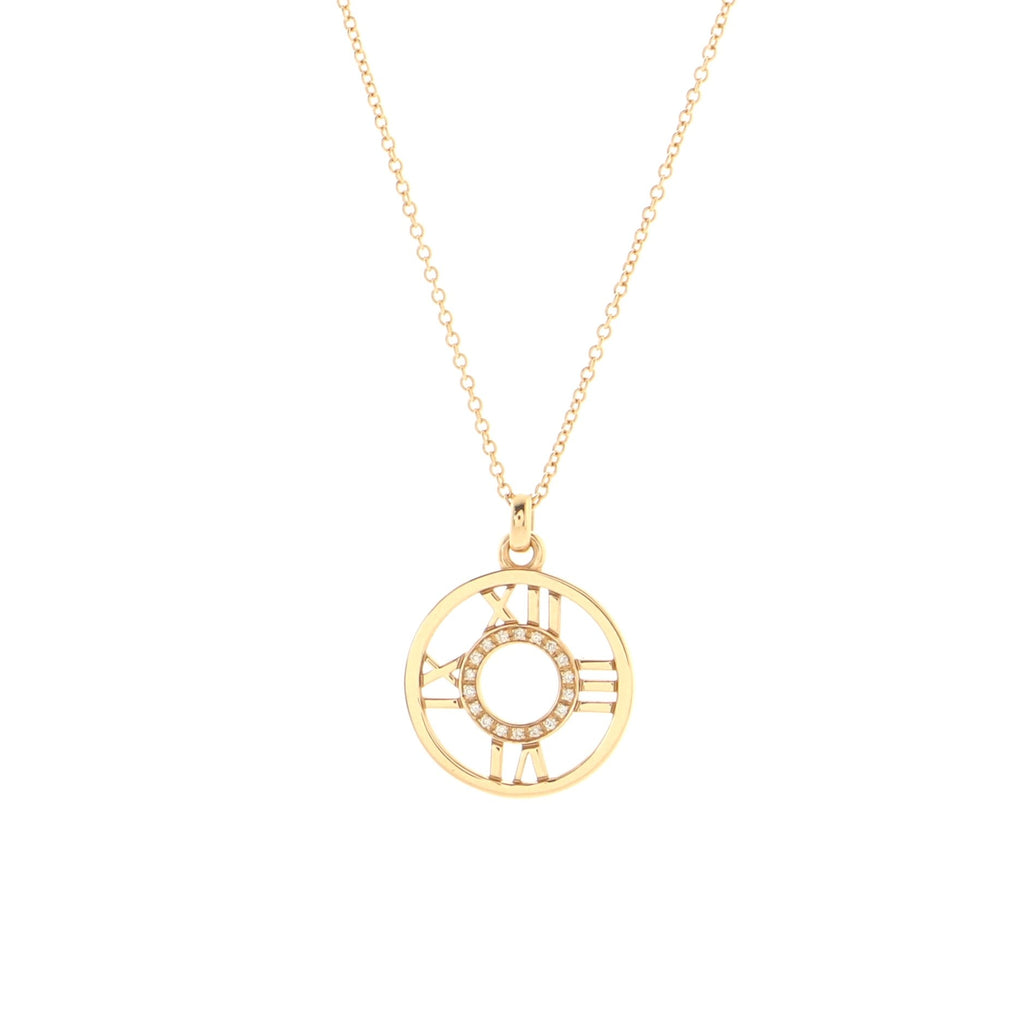 Atlas Open Medallion Pendant Necklace 18K Rose Gold with Diamonds
