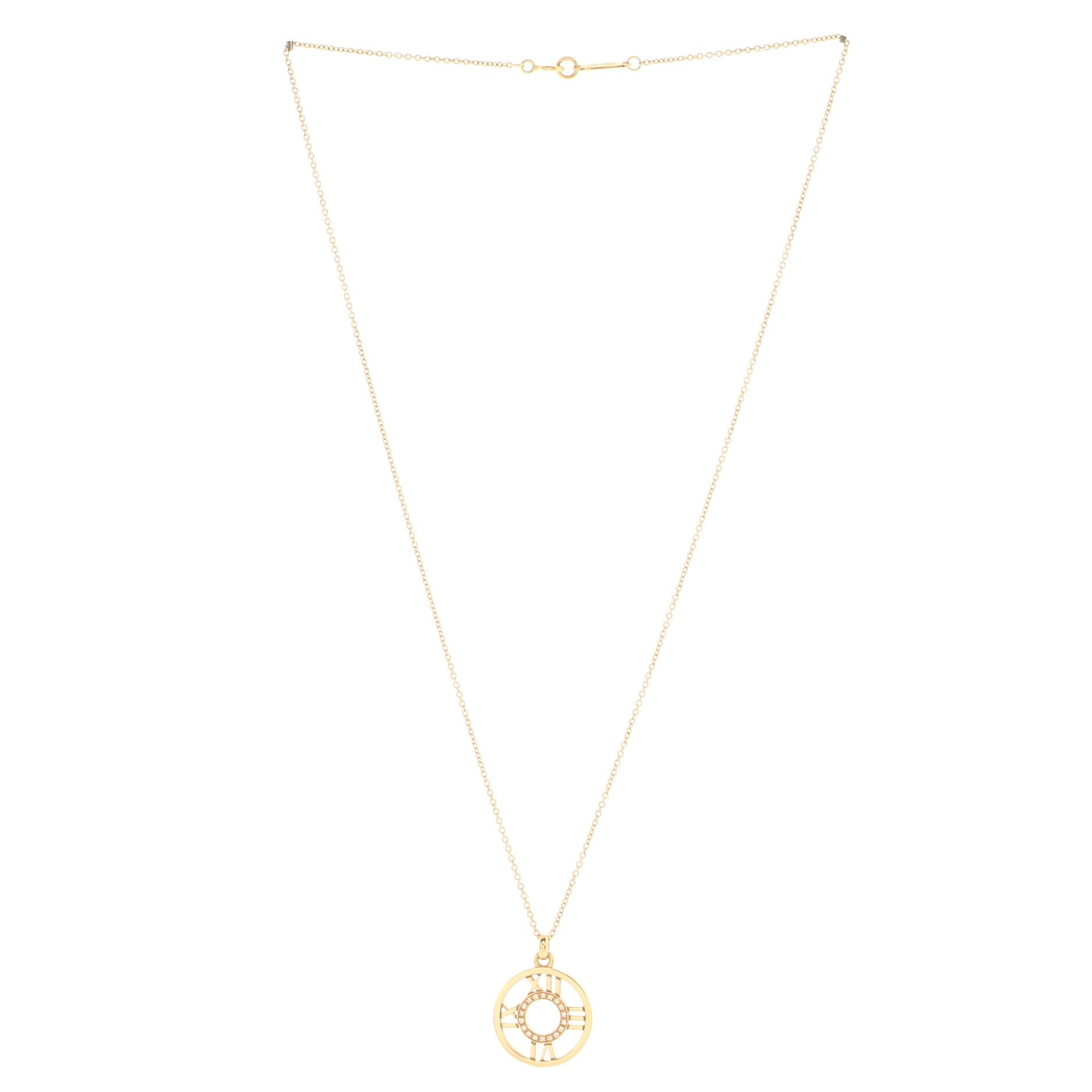Atlas Open Medallion Pendant Necklace 18K Rose Gold with Diamonds