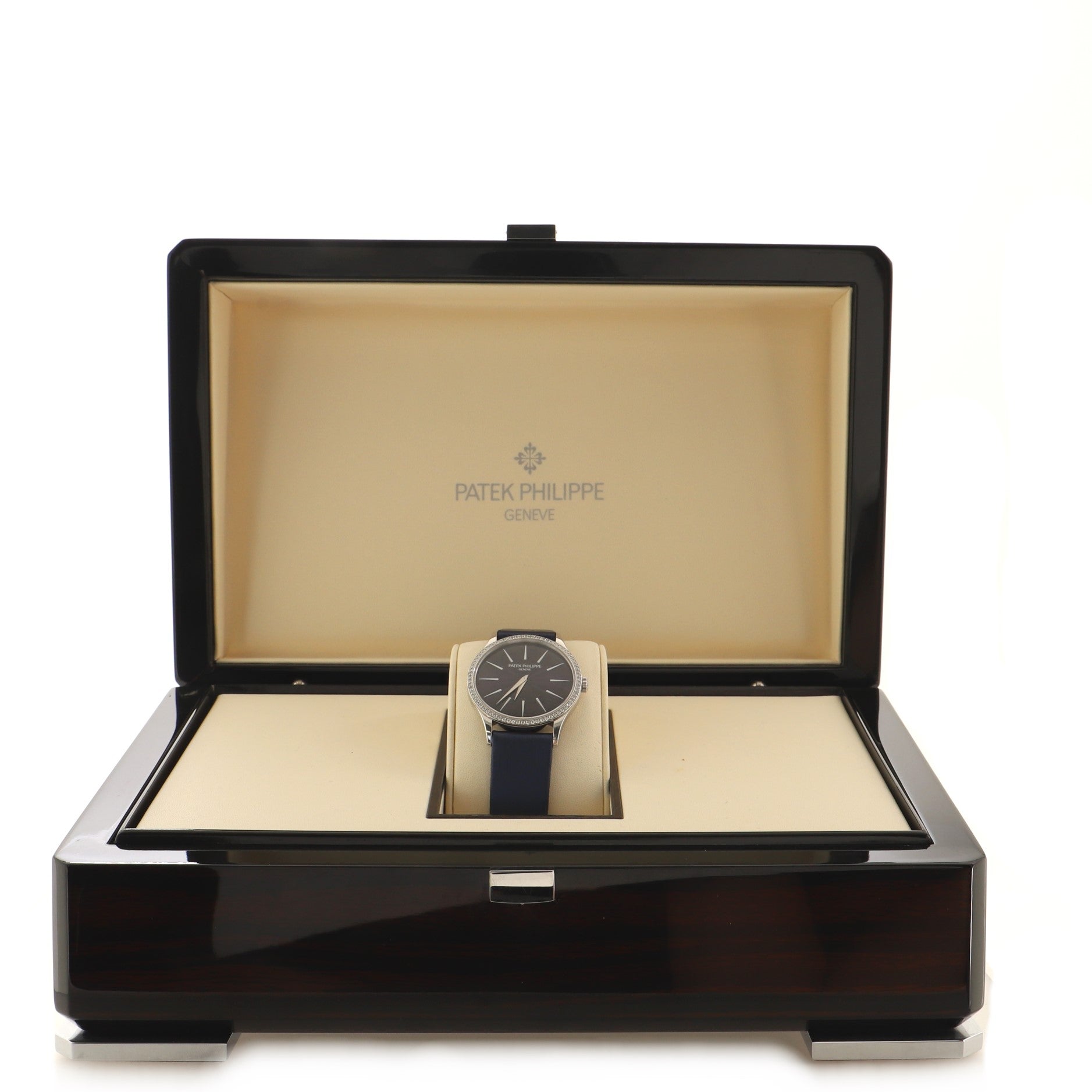 Calatrava 4897 Manual Watch White Gold and Satin with Diamond Bezel 33