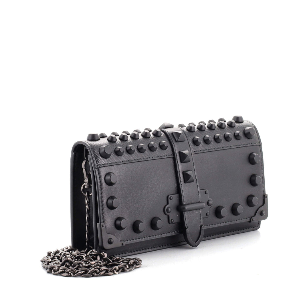 Cahier Crossbody Bag Studded City Calf and Saffiano Leather Mini