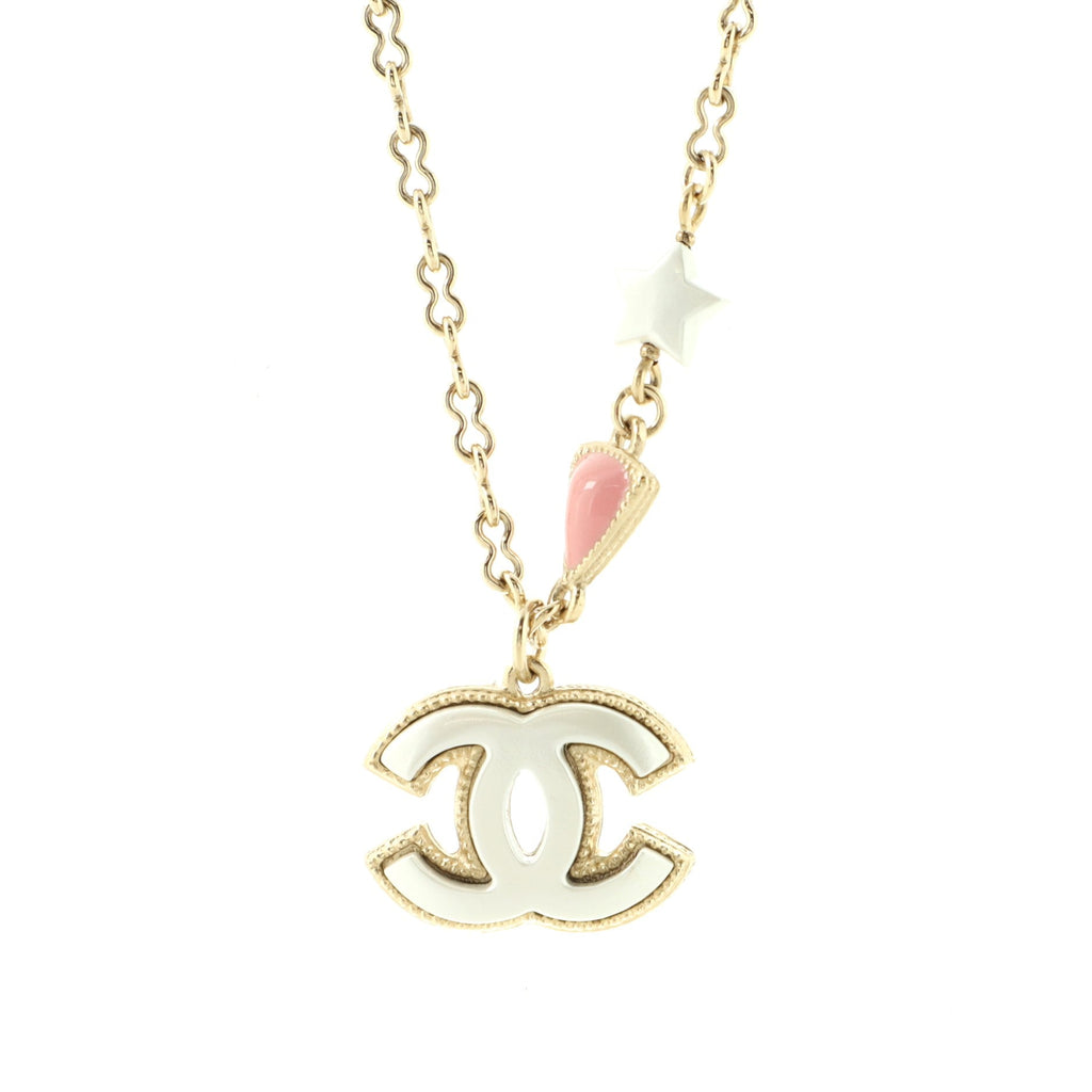 CC Pendant Necklace Metal with Enamel