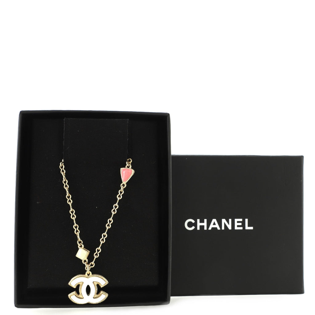 CC Pendant Necklace Metal with Enamel