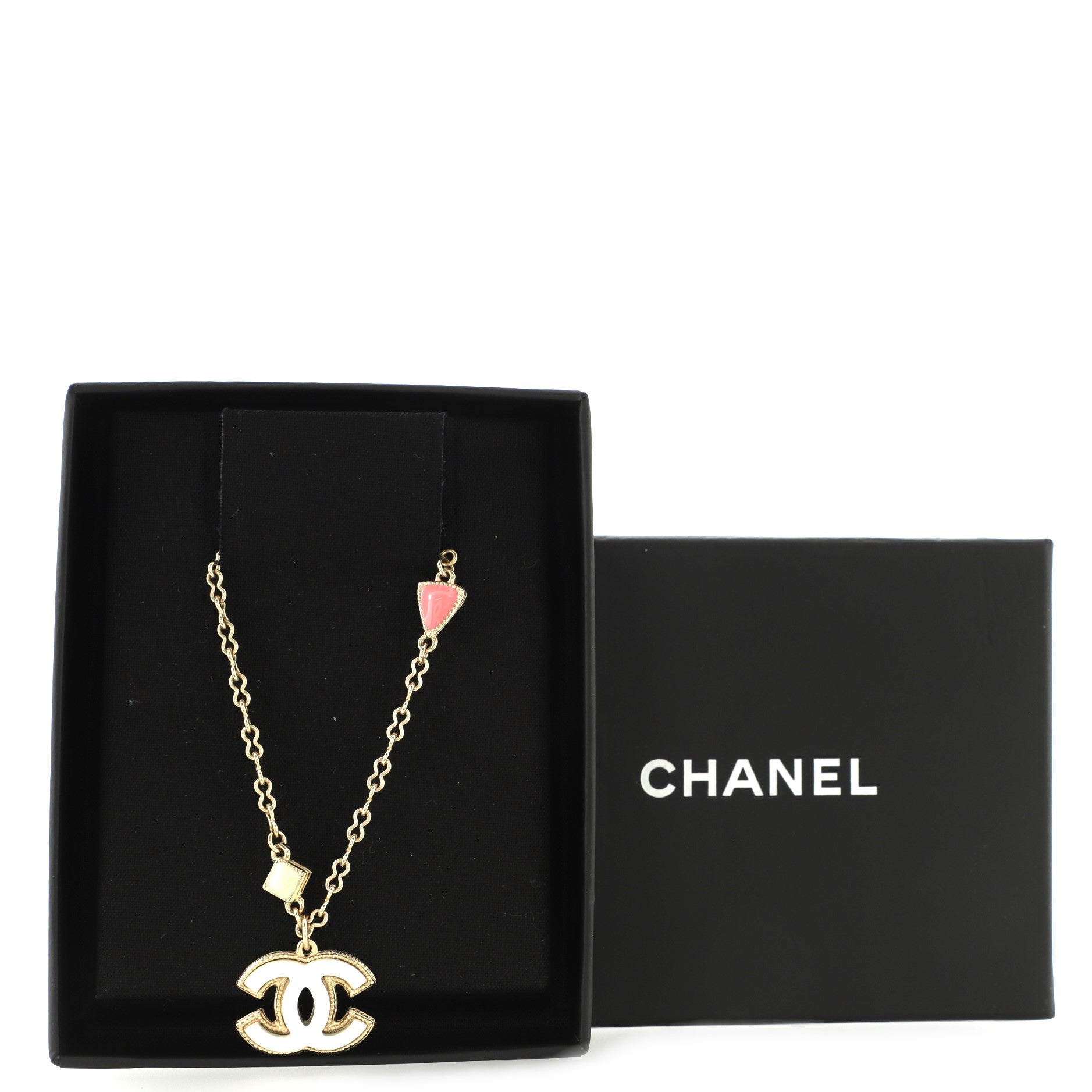 CC Pendant Necklace Metal with Enamel