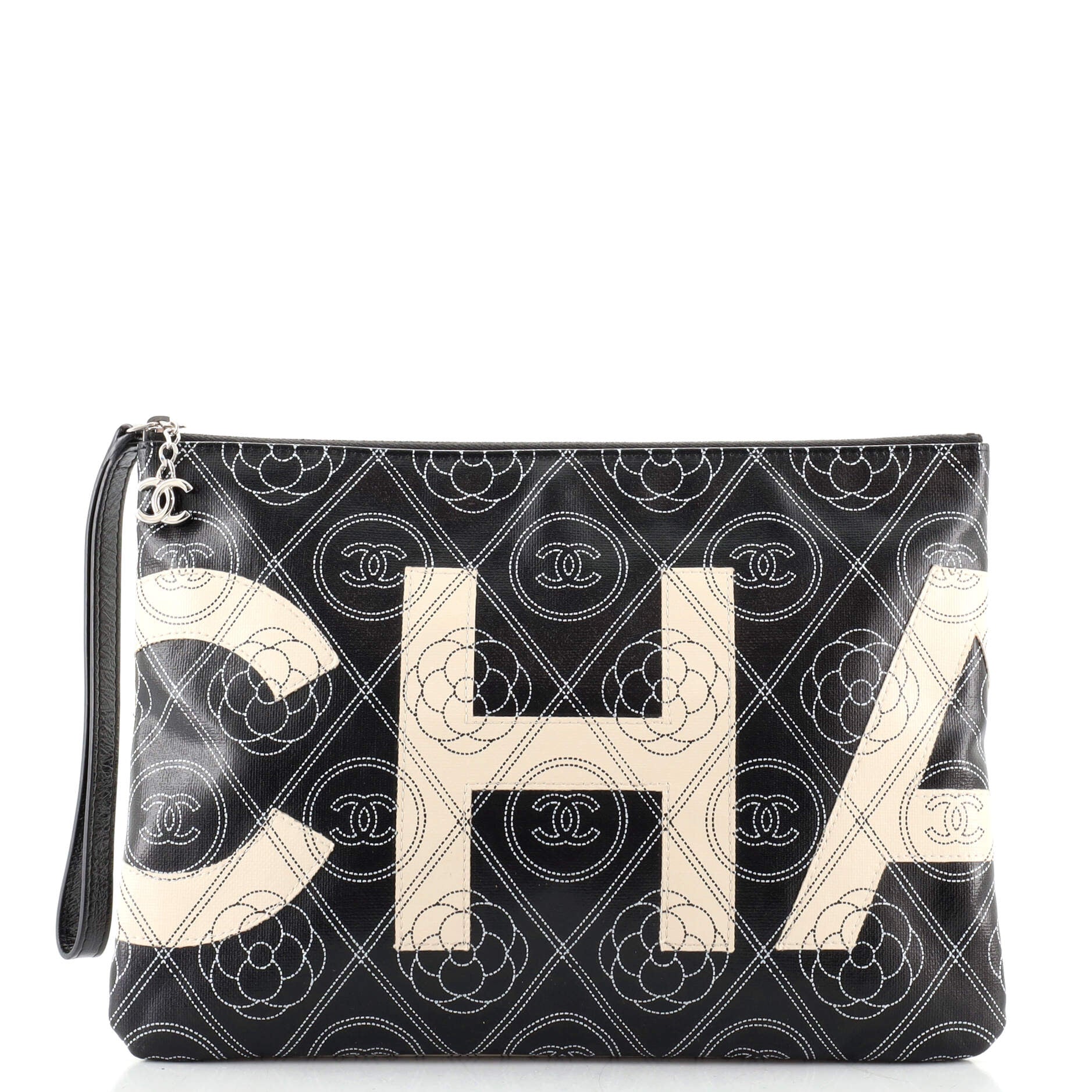 Camellia Logo Wristlet Clutch Printed Coated Canvas Medium