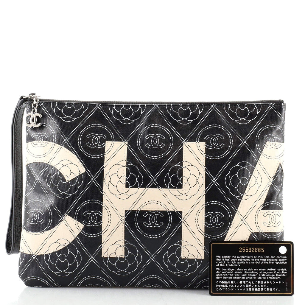 Camellia Logo Wristlet Clutch Printed Coated Canvas Medium