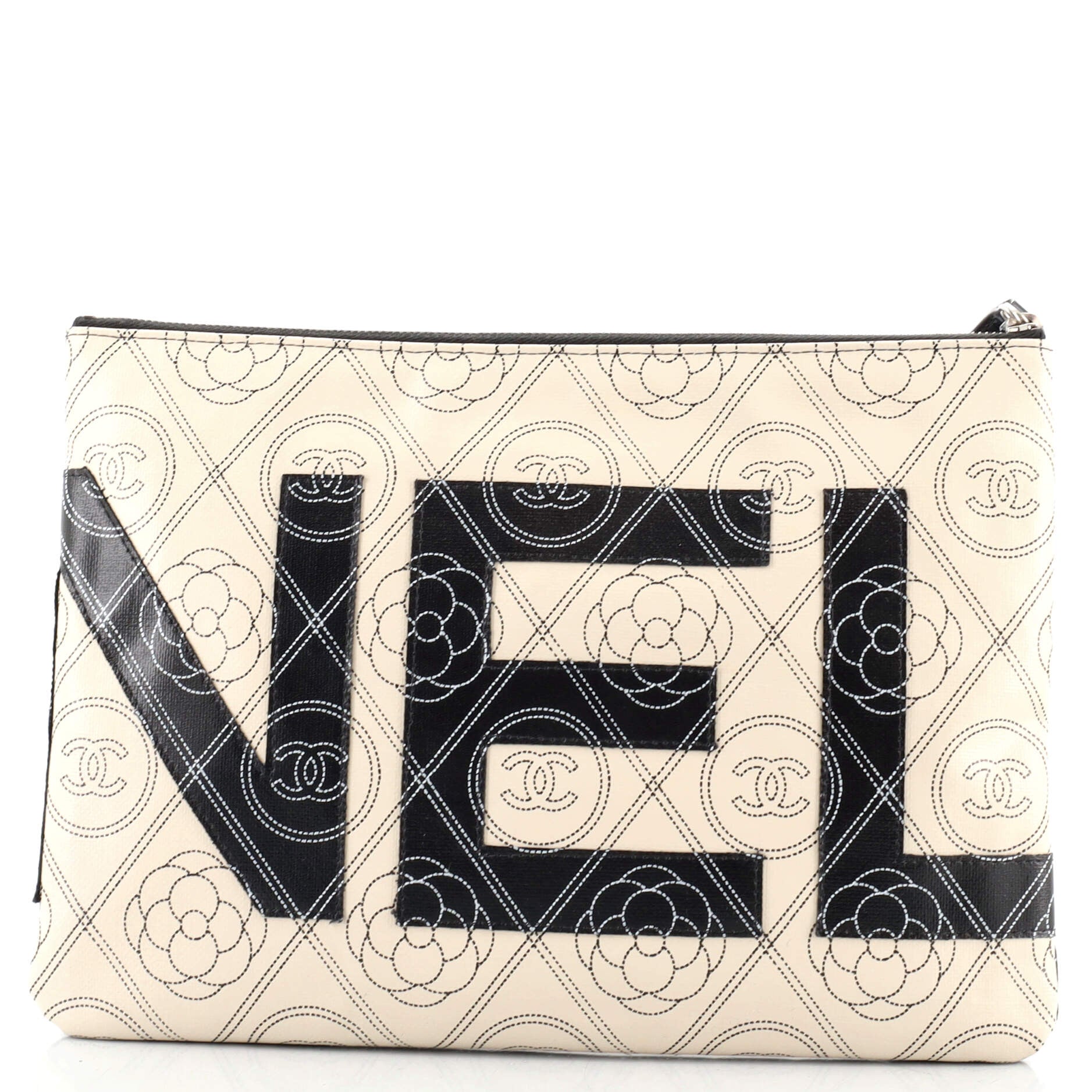 Camellia Logo Wristlet Clutch Printed Coated Canvas Medium