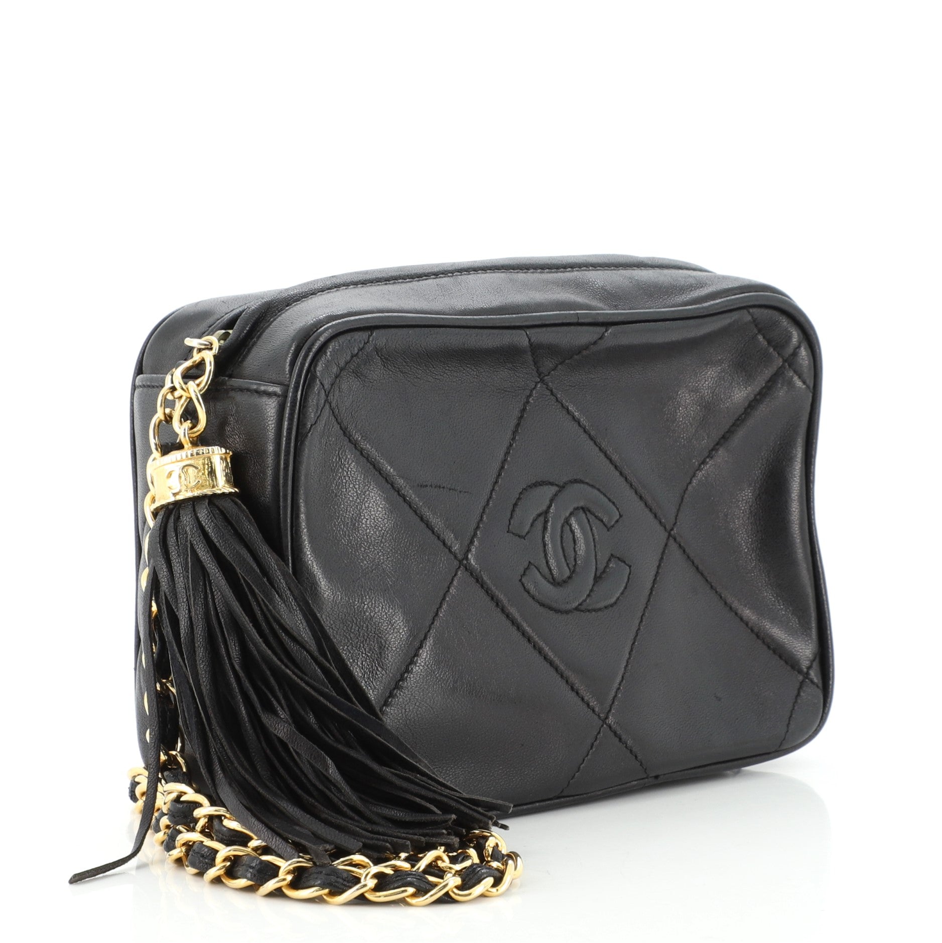 Vintage Diamond CC Camera Bag Quilted Leather Mini