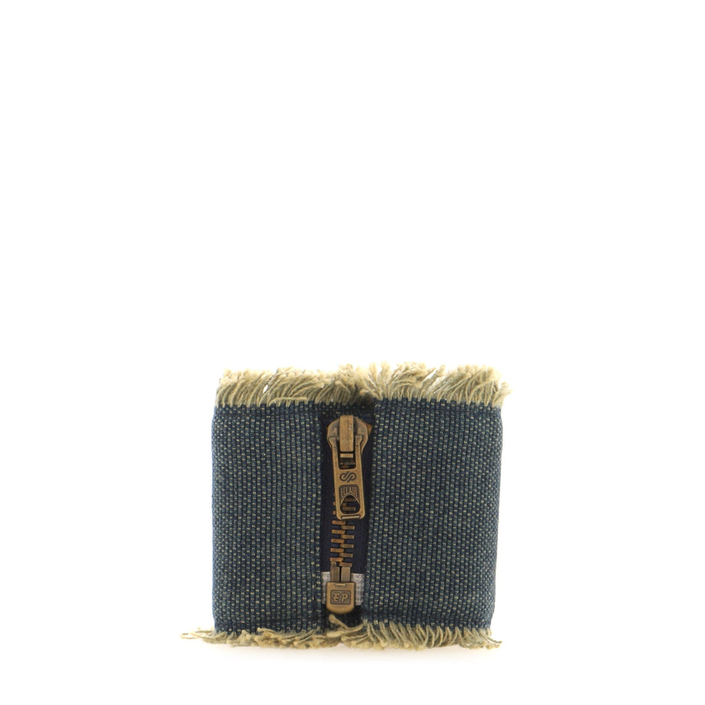 CC Fringe Cuff Bracelet Crystal Embellished Denim Extra Wide
