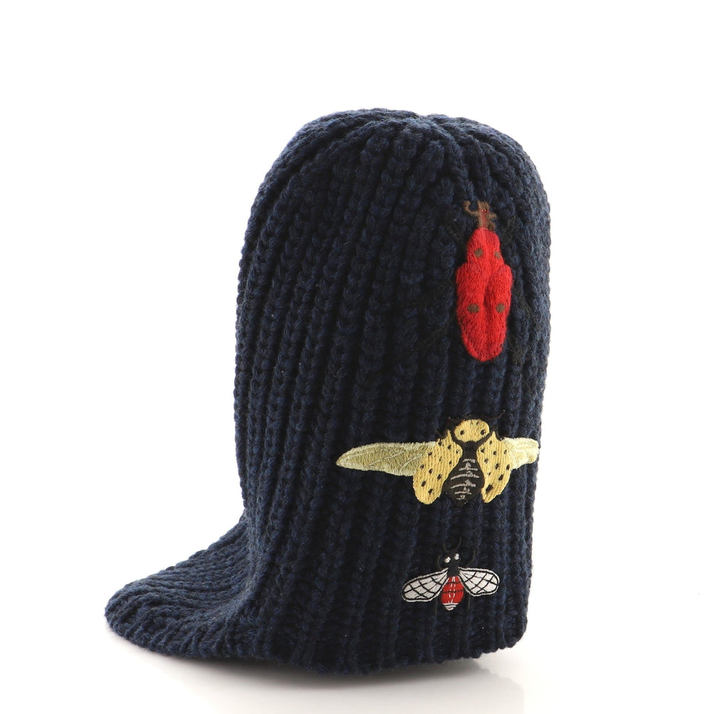 Cusco Insect Beanie Embroidered Knit Wool XXL