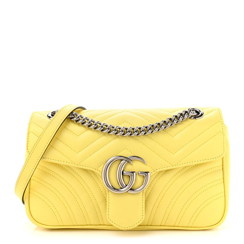 Calfskin Matelasse Small GG Marmont Shoulder Bag Banana