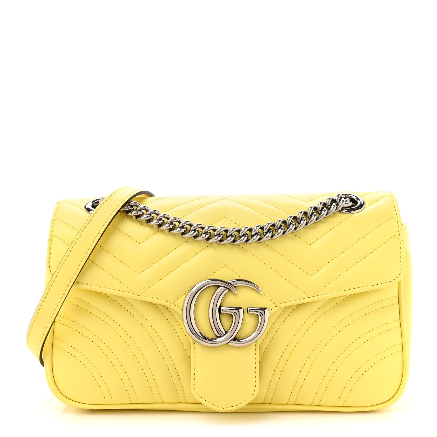 Calfskin Matelasse Small GG Marmont Shoulder Bag Banana