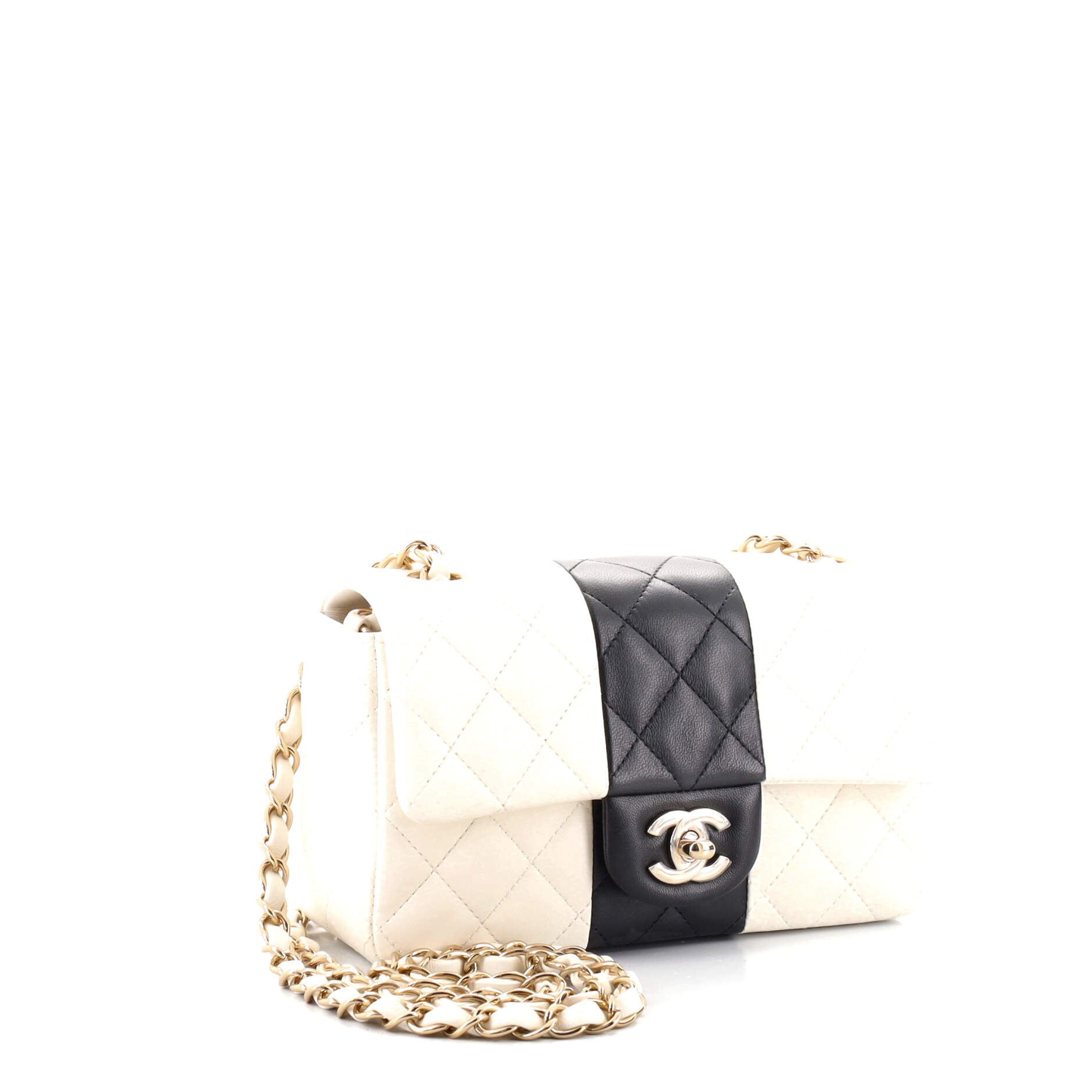 Bicolor Classic Single Flap Bag Quilted Lambskin Mini