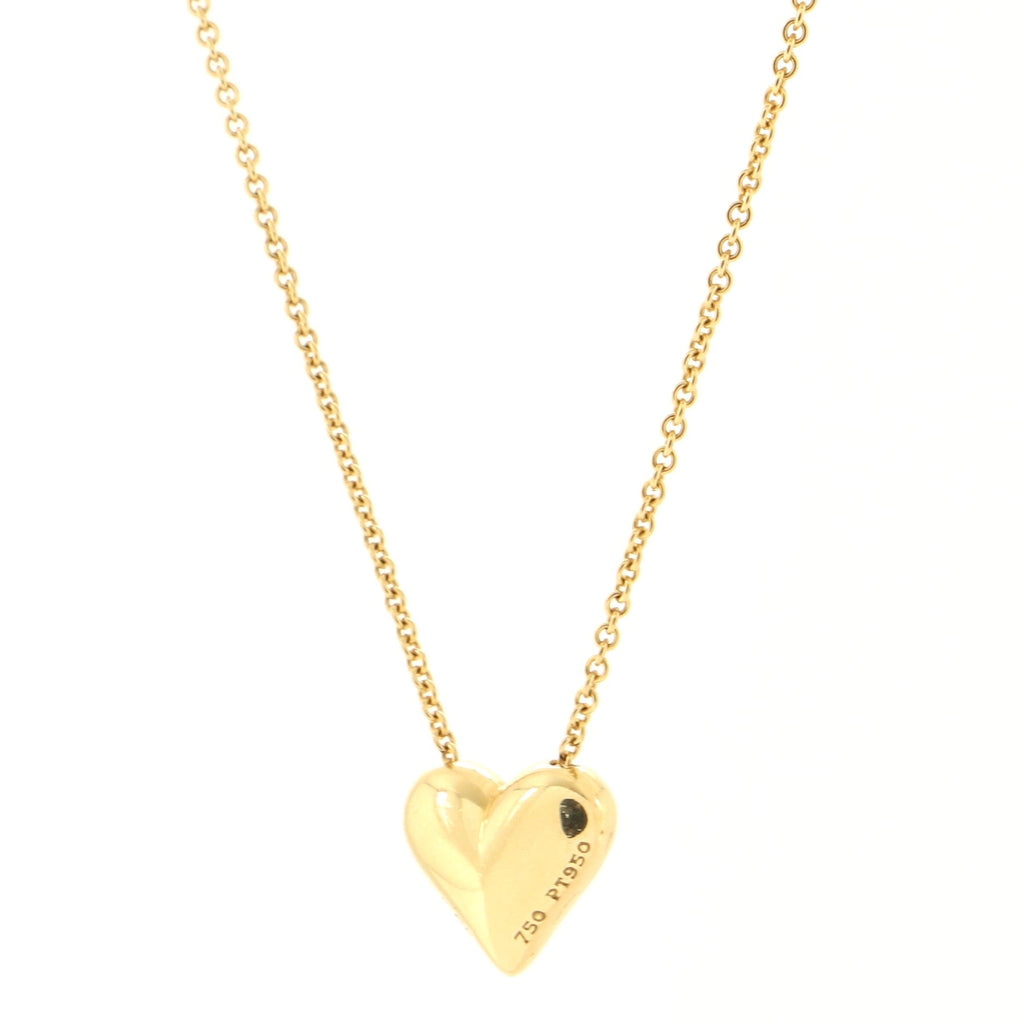 Etoile Heart 5 Diamond Pendant Necklace 18K Yellow Gold with Platinum and Diamonds