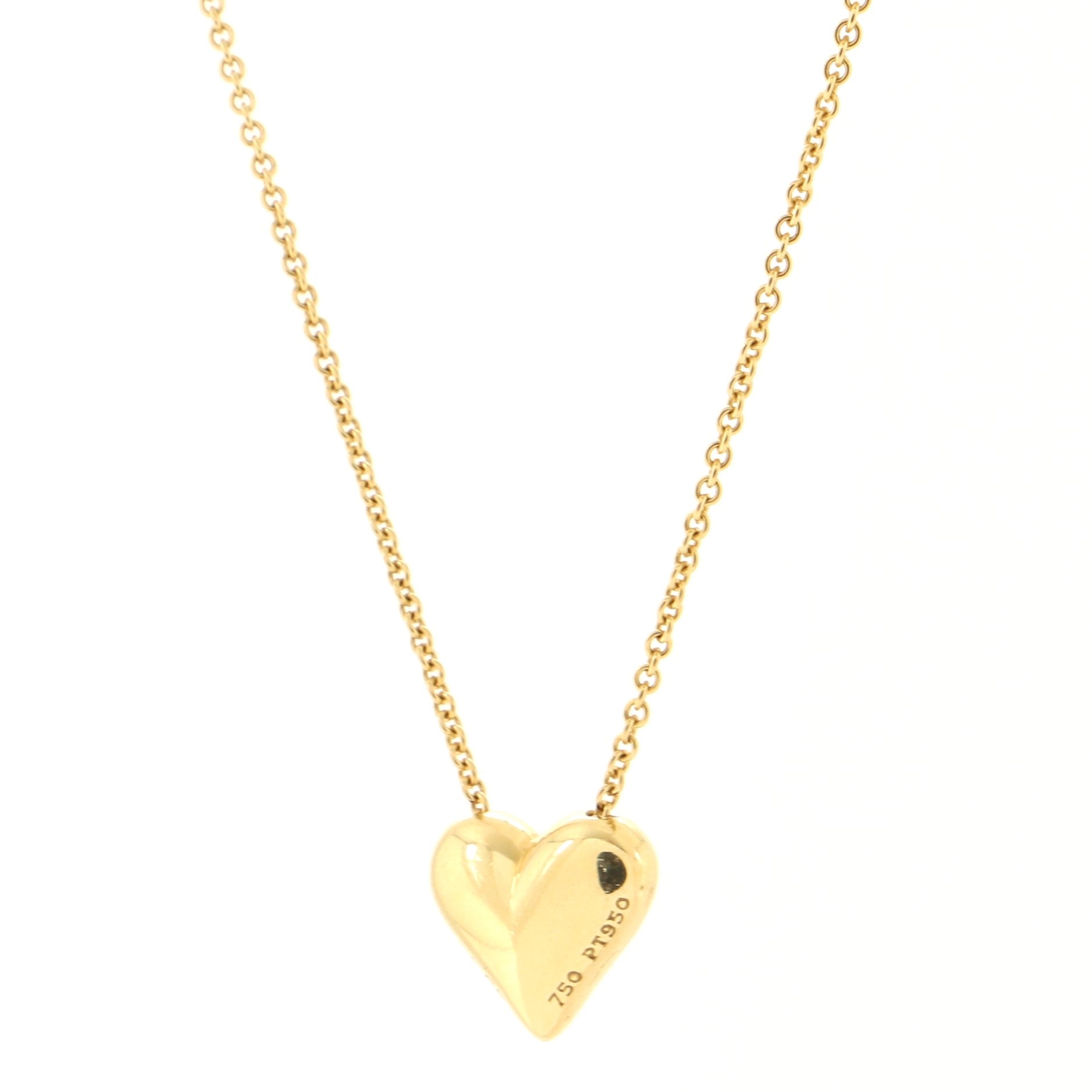 Etoile Heart 5 Diamond Pendant Necklace 18K Yellow Gold with Platinum and Diamonds