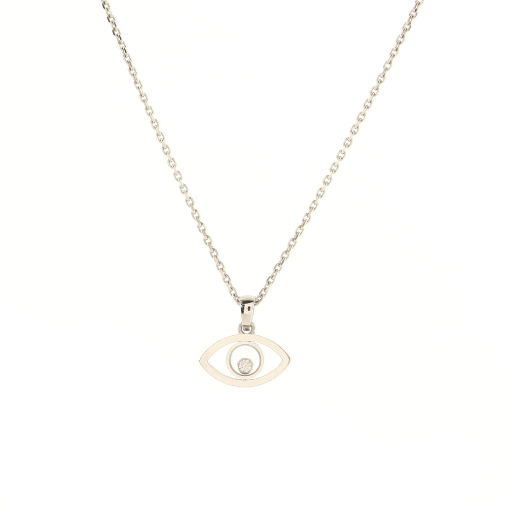 Happy Diamonds Good Luck Charms Eye Pendant Necklace 18K White Gold with Diamond