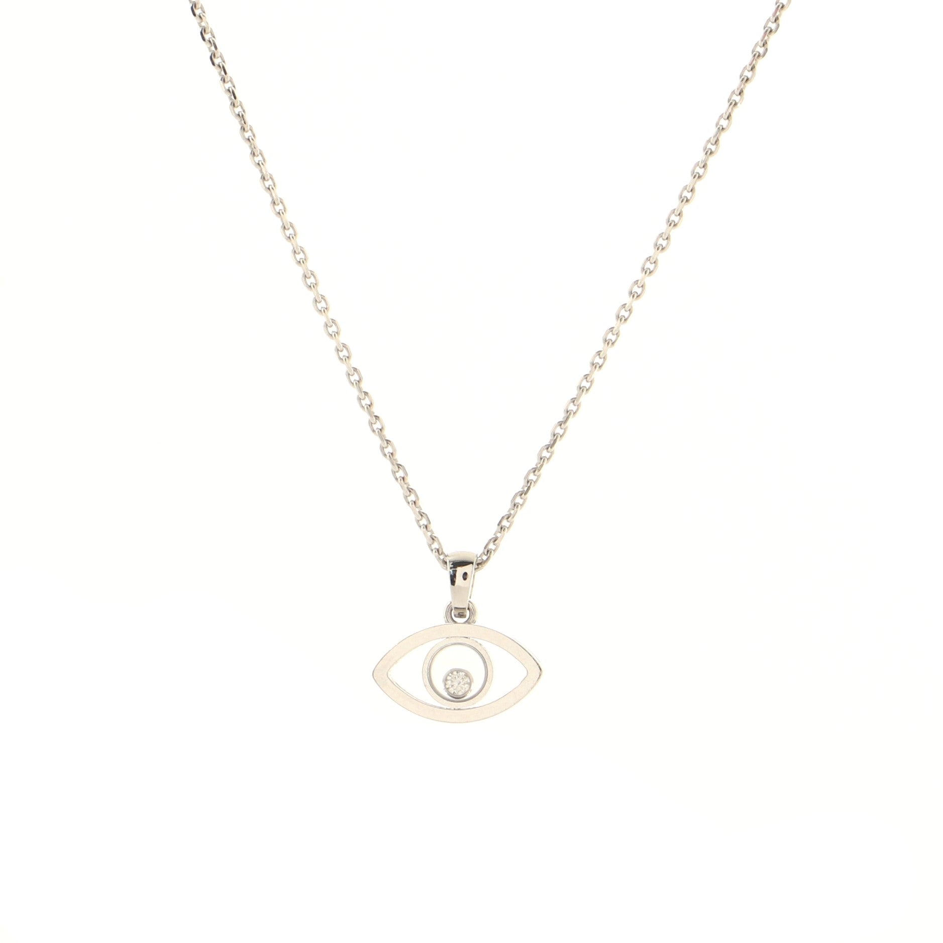 Happy Diamonds Good Luck Charms Eye Pendant Necklace 18K White Gold with Diamond