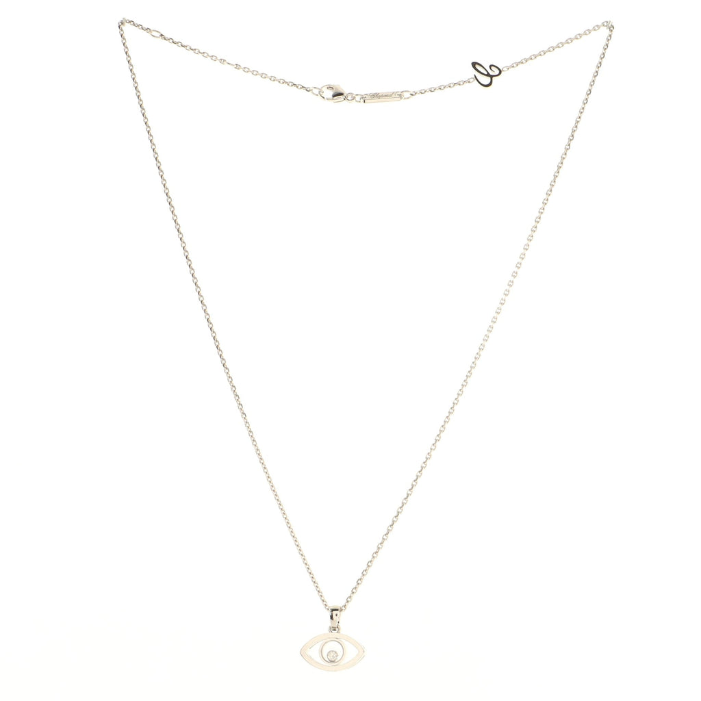 Happy Diamonds Good Luck Charms Eye Pendant Necklace 18K White Gold with Diamond