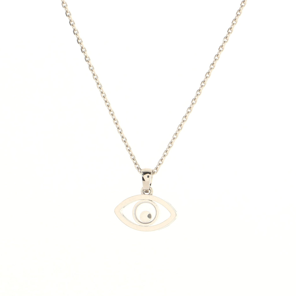 Happy Diamonds Good Luck Charms Eye Pendant Necklace 18K White Gold with Diamond