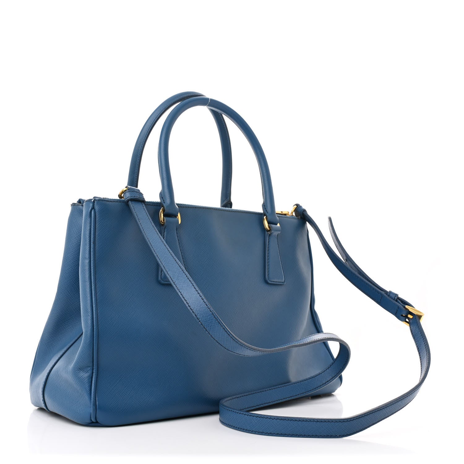 Saffiano Lux Small Galleria Double Zip Tote Cobalto