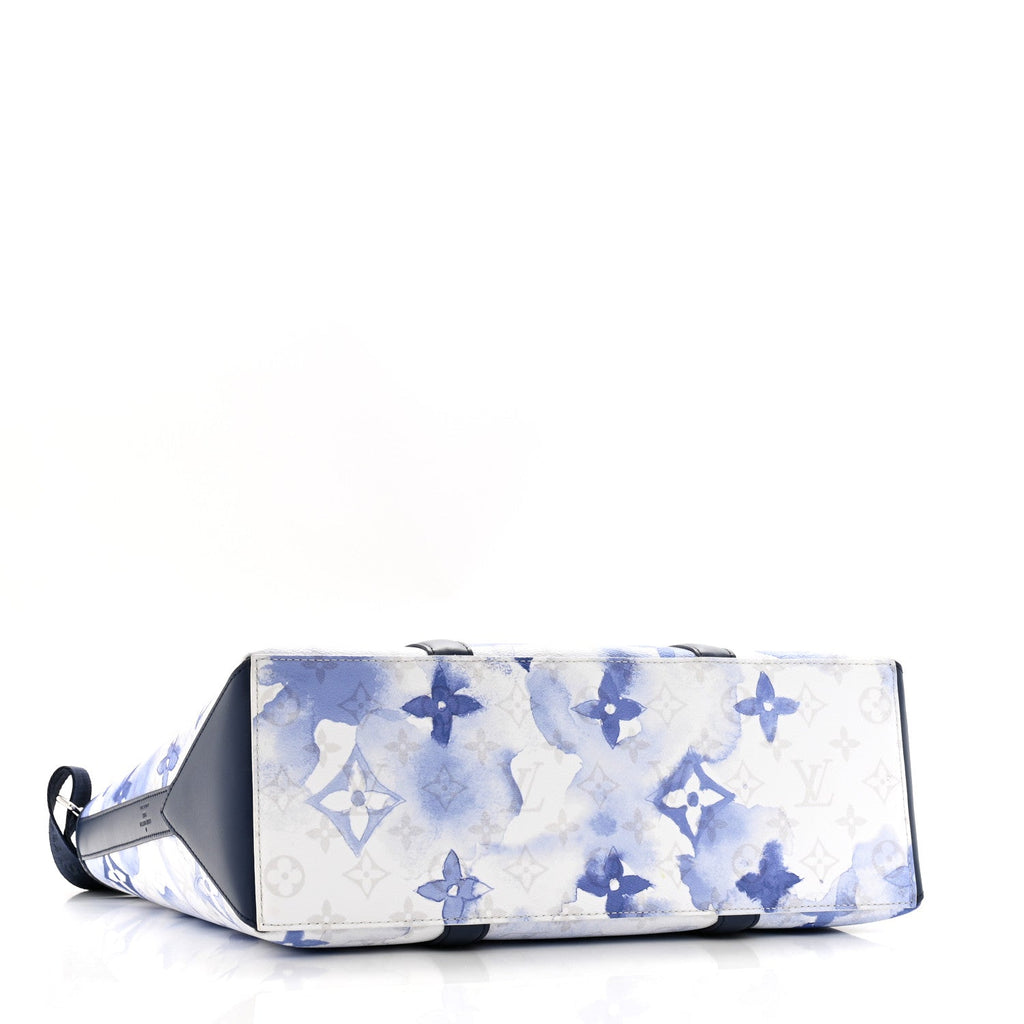 Monogram Watercolor Weekend Tote PM Blue