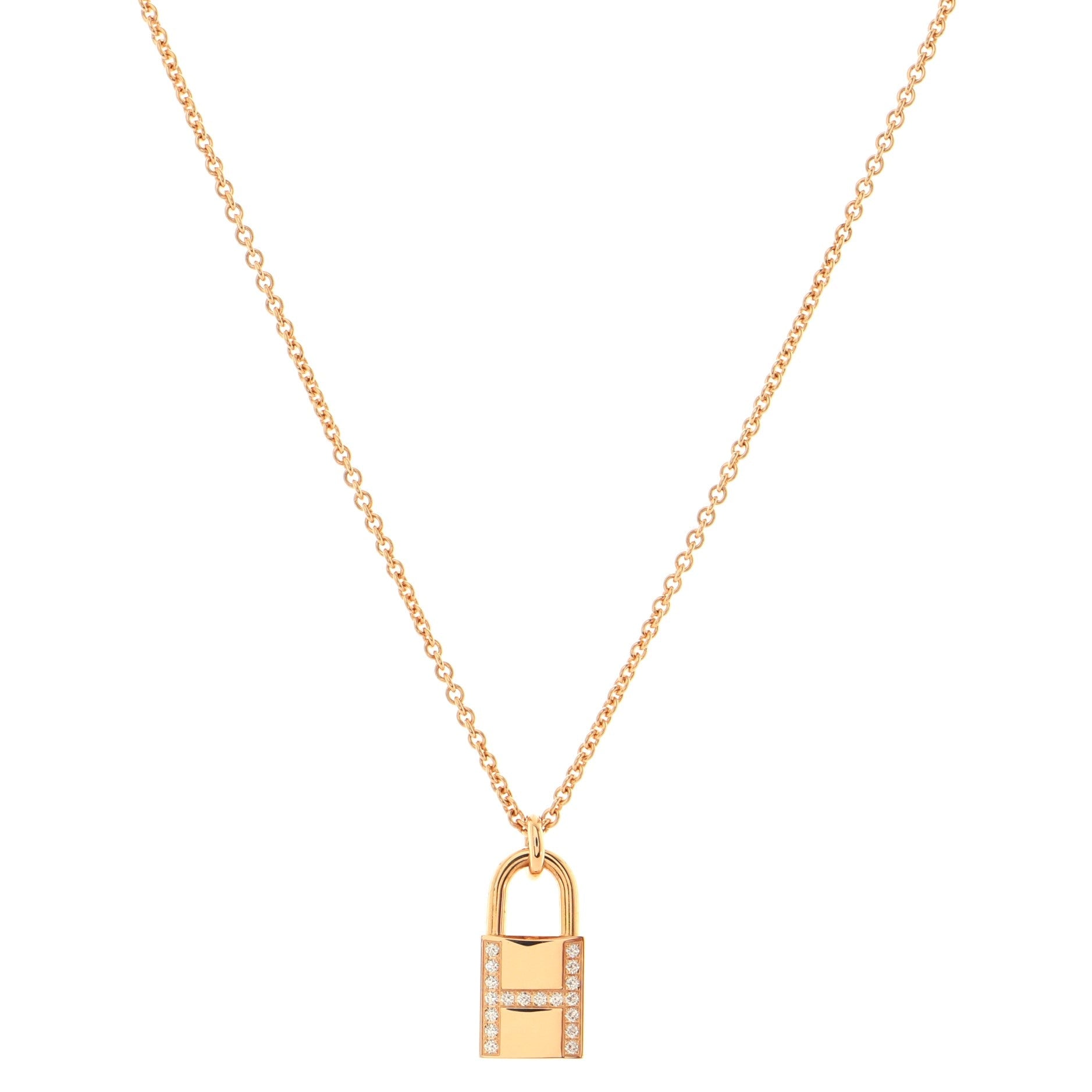 Amulettes Cadenas Pendant Necklace 18K Rose Gold with Diamonds