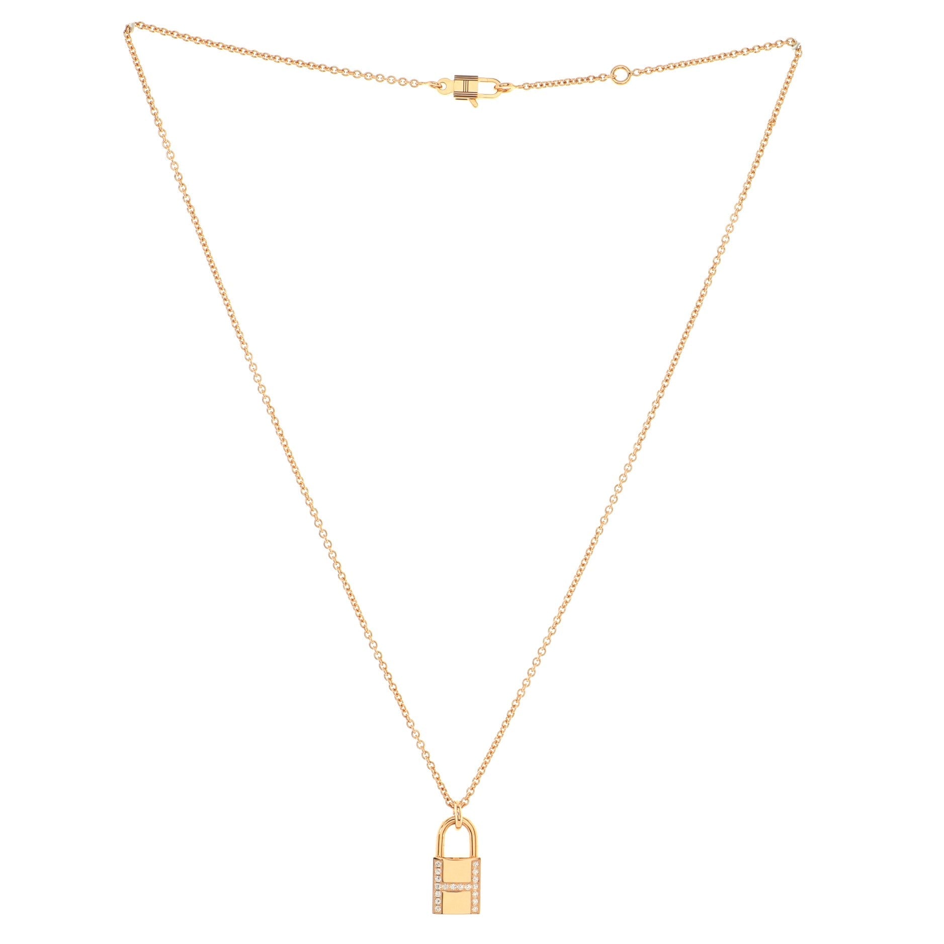 Amulettes Cadenas Pendant Necklace 18K Rose Gold with Diamonds