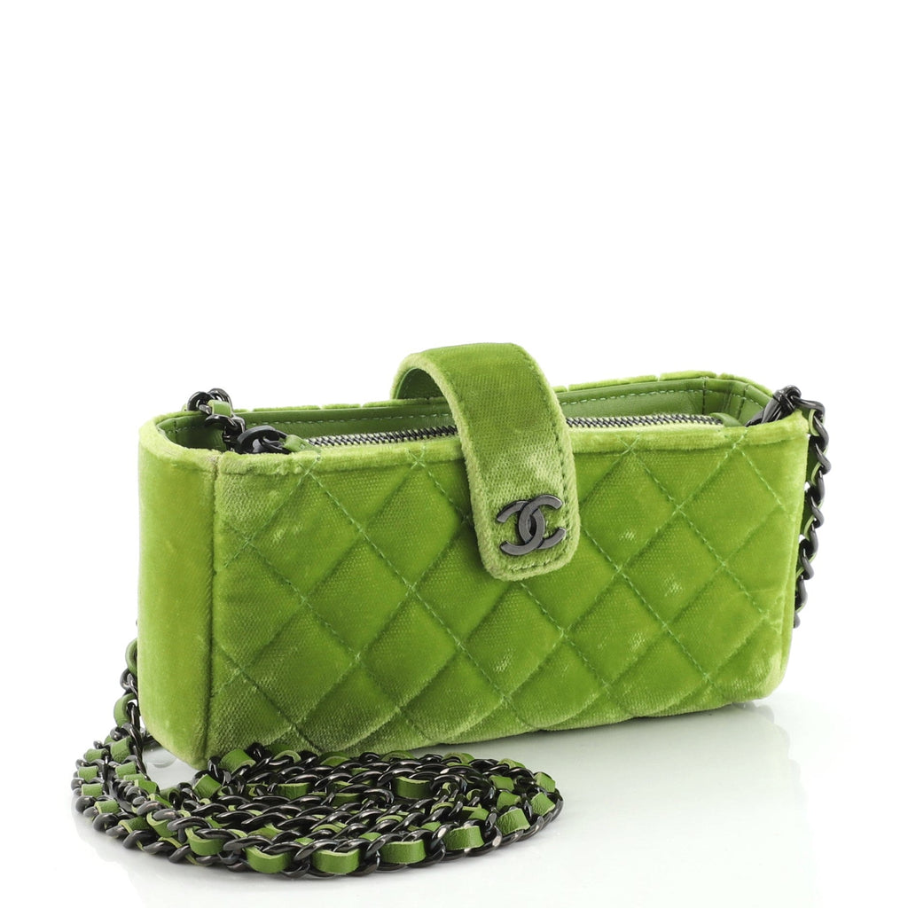 Chain Phone Holder Crossbody Bag Quilted Velvet Mini