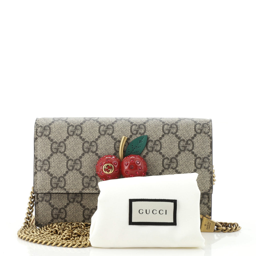 Cherries Wallet on Chain GG Coated Canvas Mini