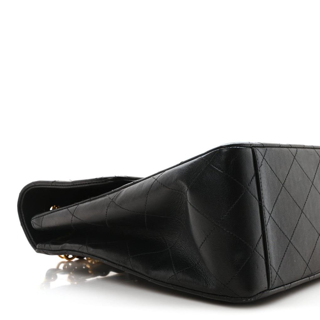 Lambskin Quilted XL Jumbo Single Flap Black