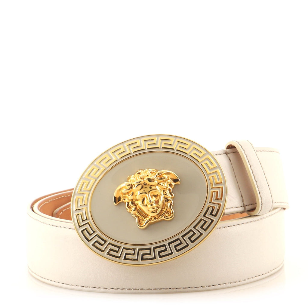 Medusa Oval Buckle Belt Leather Medium 105