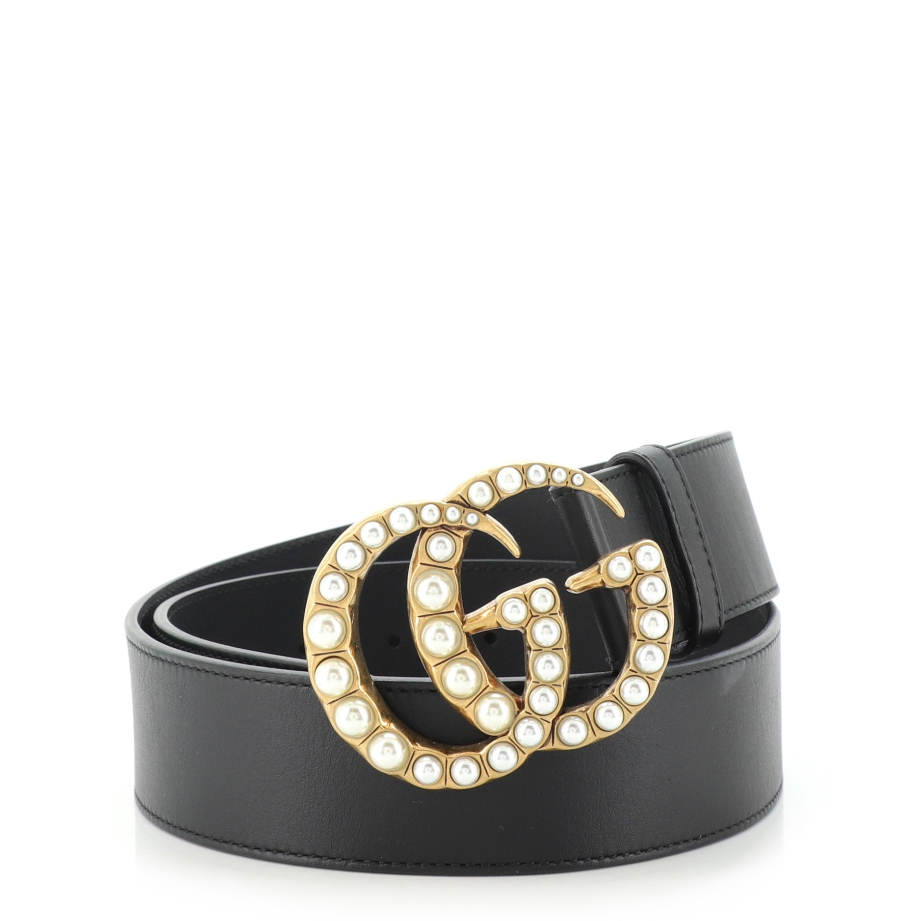 Pearly GG Marmont Belt Leather Wide 80