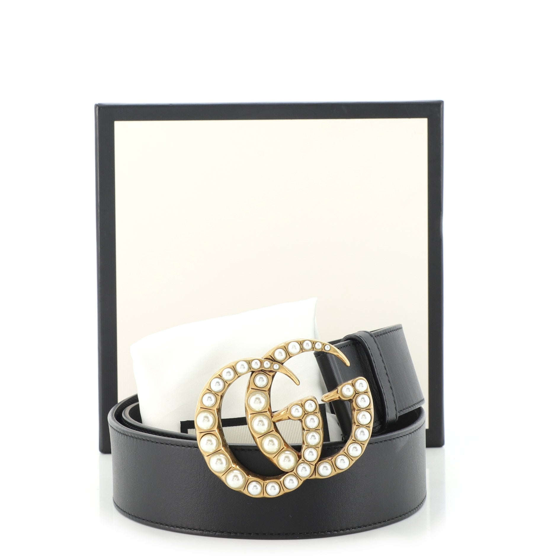 Pearly GG Marmont Belt Leather Wide 80