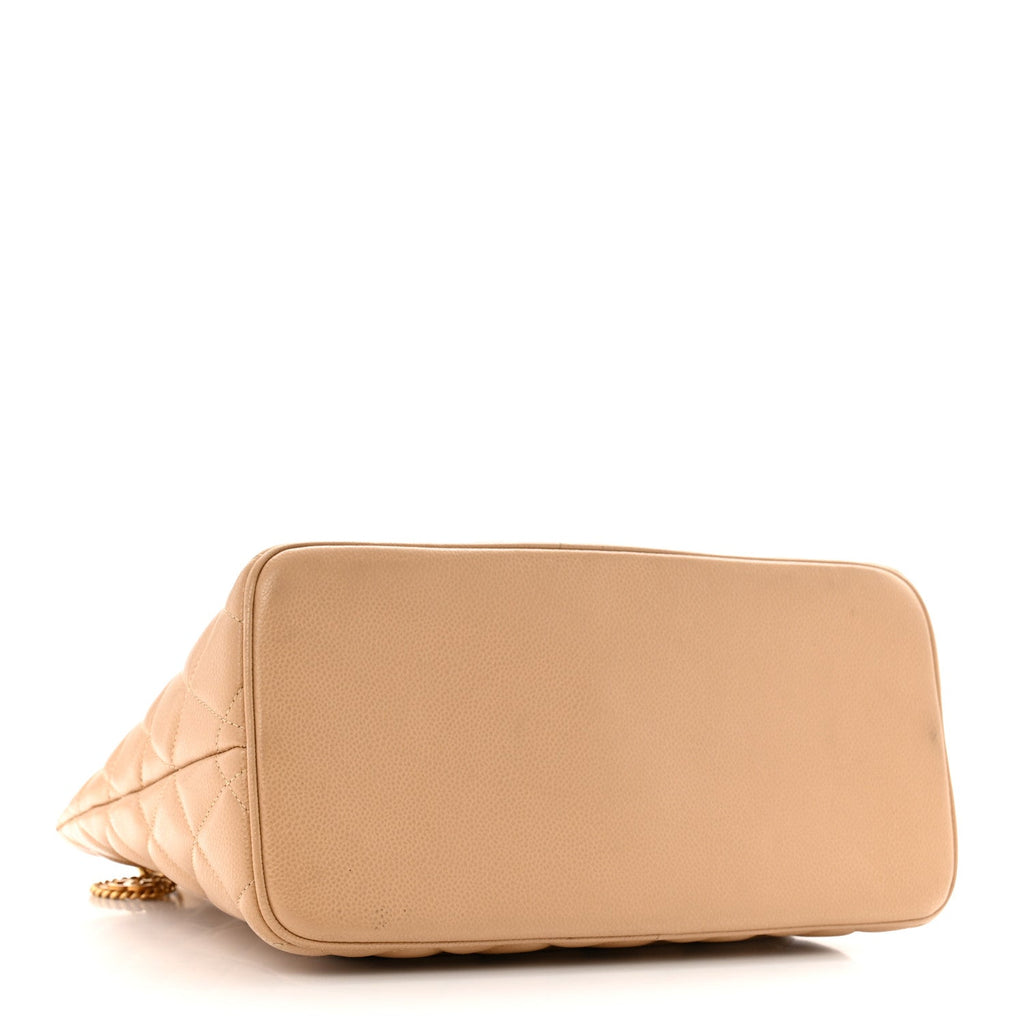 Caviar Quilted Medallion Tote Beige