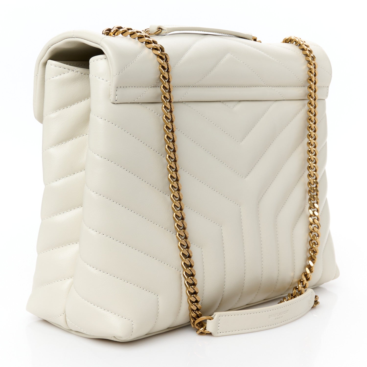 Calfskin Y Quilted Monogram Medium Loulou Chain Satchel Crema Soft