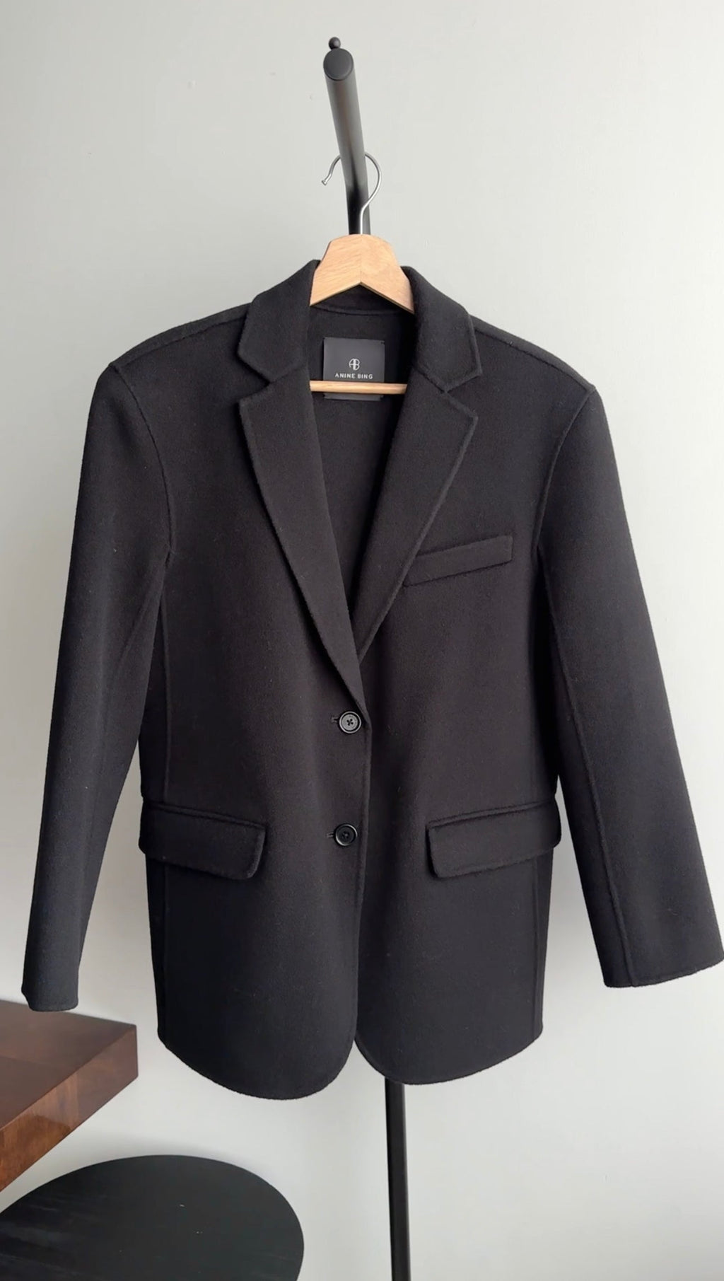 Anine Bing Black Double Faced Wool Quinn Blazer - XS / S / M