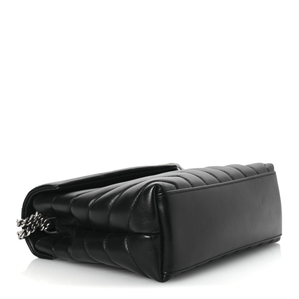 Calfskin Y Quilted Monogram Small Loulou Chain Satchel Black