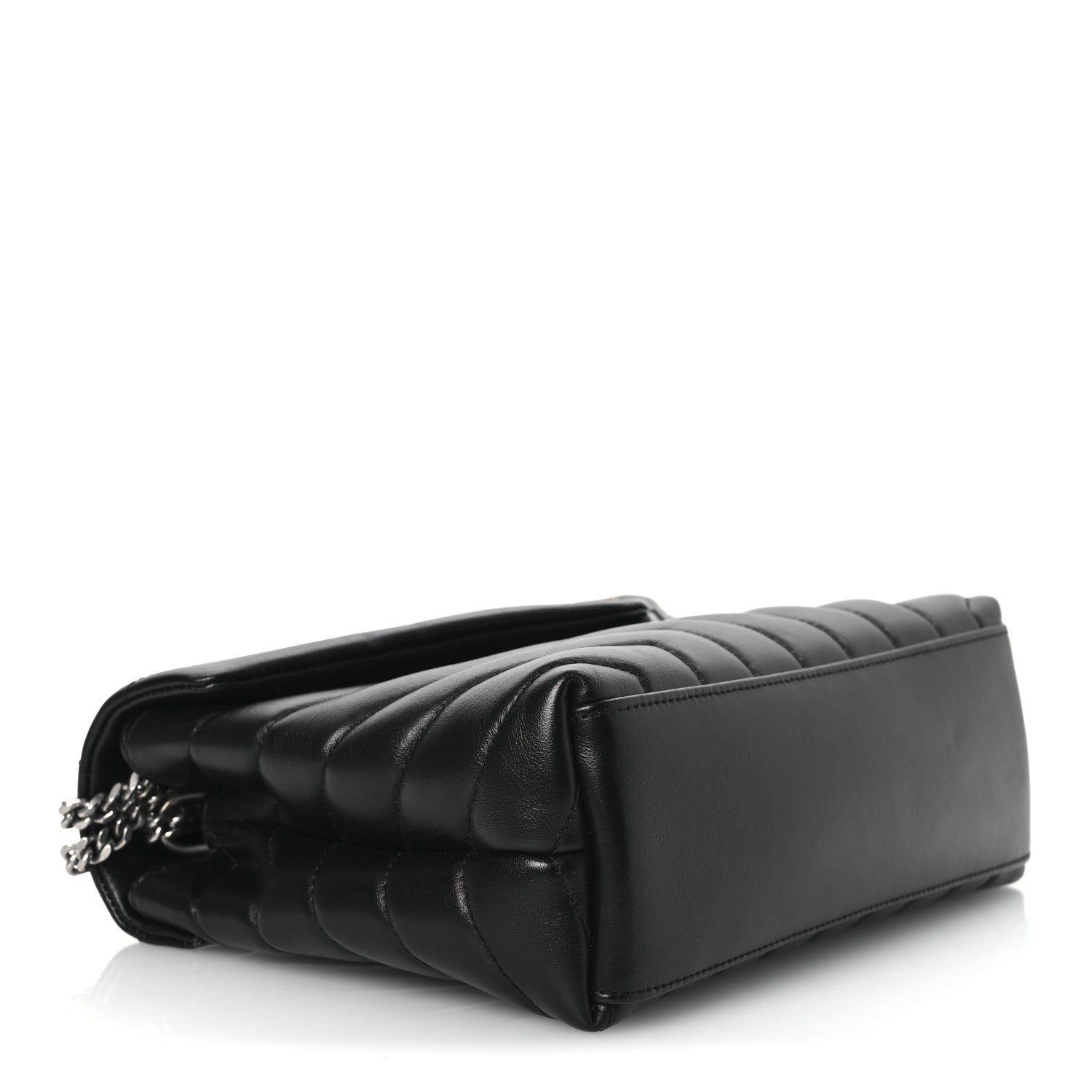 Calfskin Y Quilted Monogram Small Loulou Chain Satchel Black