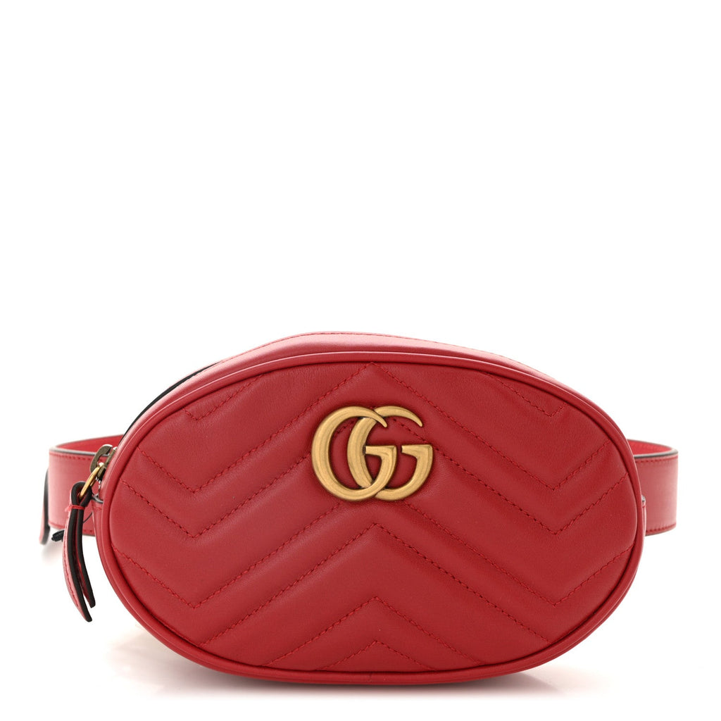Calfskin Matelasse GG Marmont Belt Bag 85 34 Hibiscus Red
