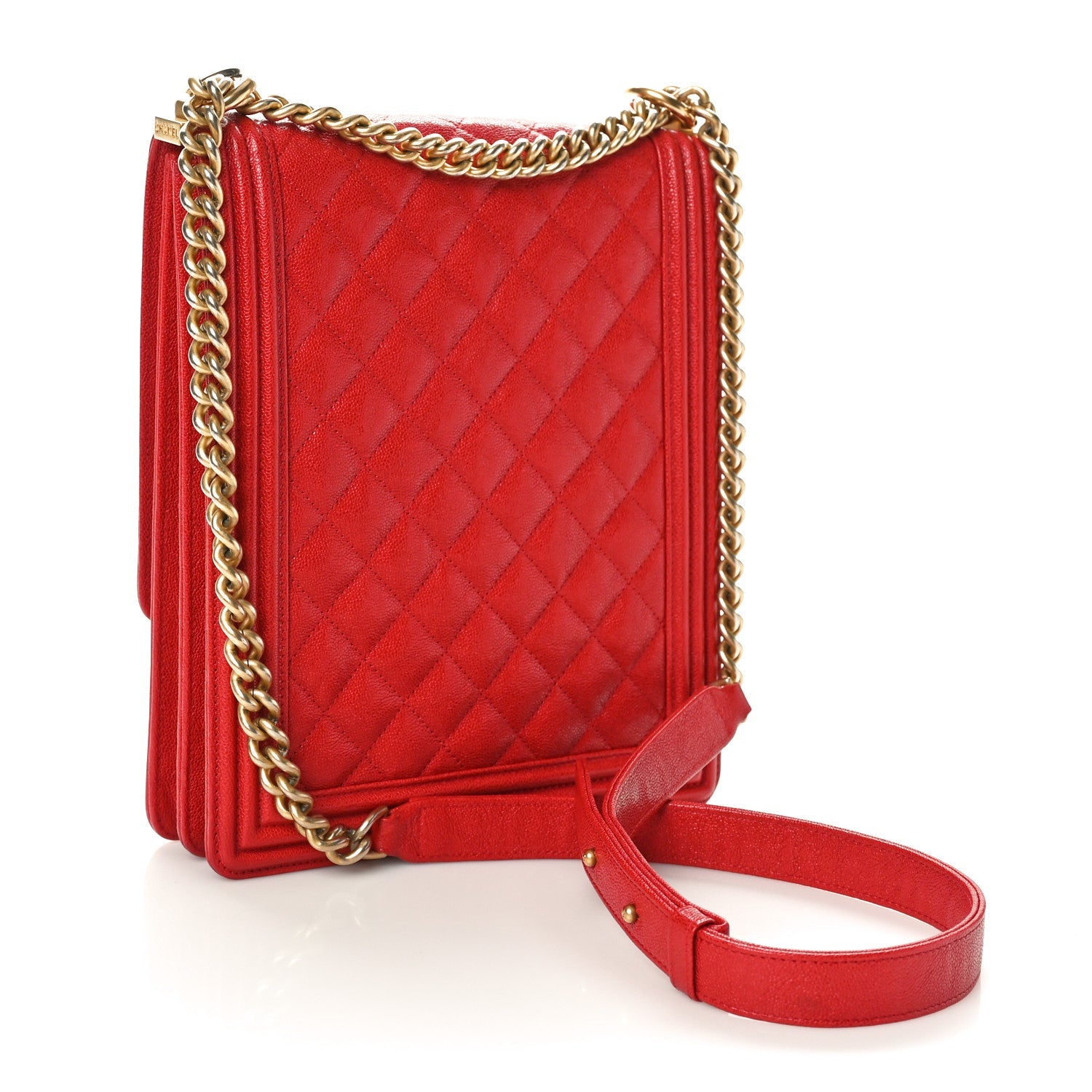 Caviar Quilted North South Boy Flap Red