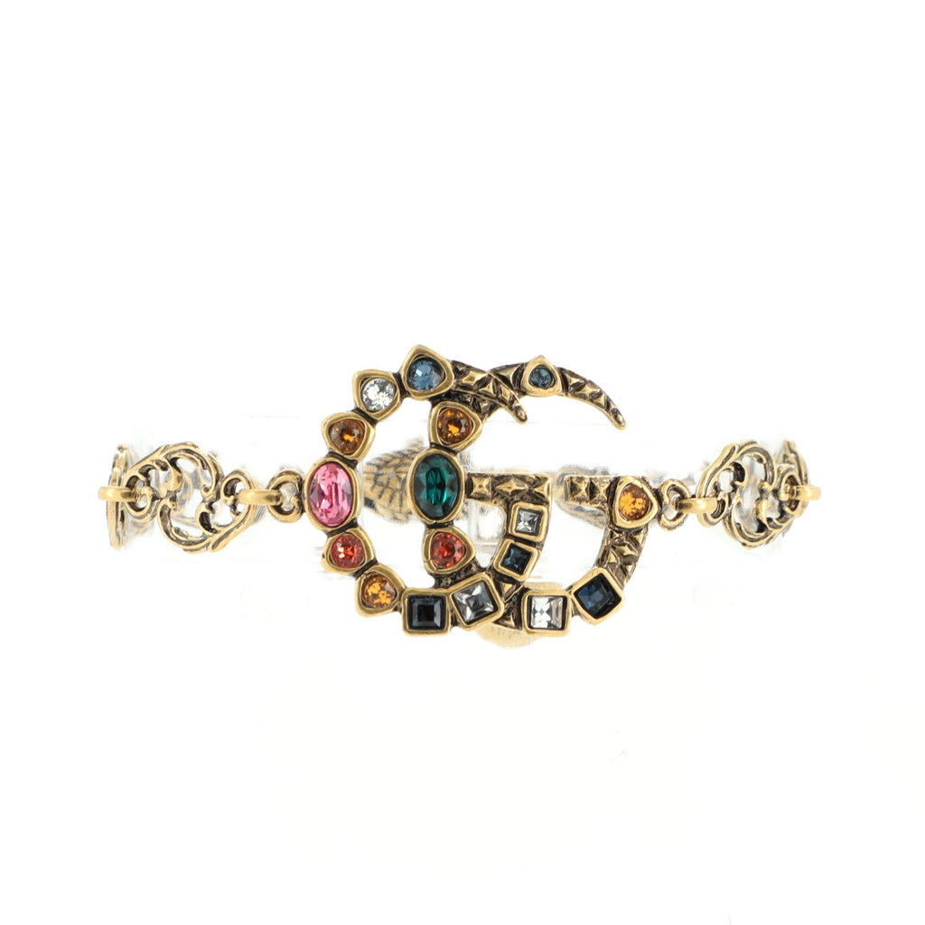 GG Arabesque Chain Link Bracelet Metal with Crystals