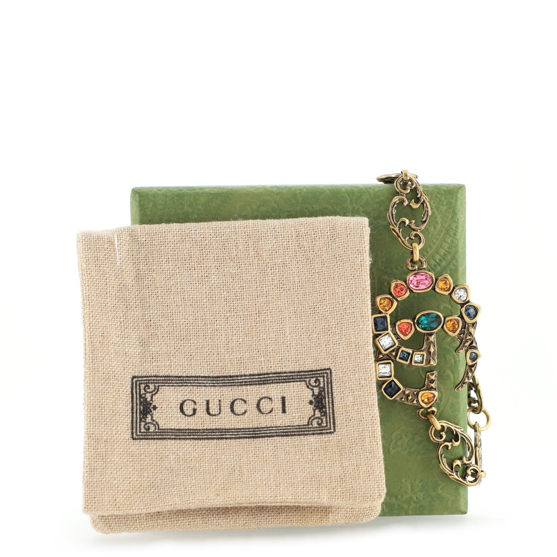 GG Arabesque Chain Link Bracelet Metal with Crystals