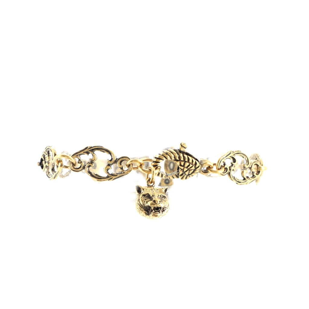 GG Arabesque Chain Link Bracelet Metal with Crystals