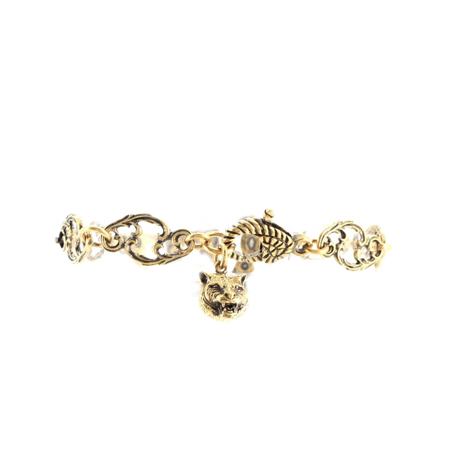 GG Arabesque Chain Link Bracelet Metal with Crystals