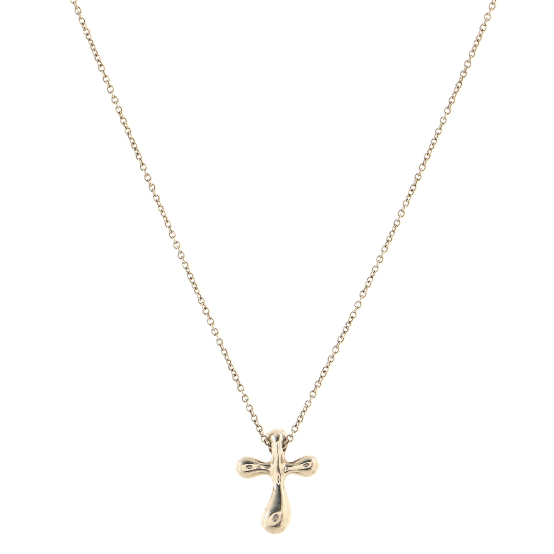 Elsa Peretti Cross Pendant Necklace Sterling Silver 14mm