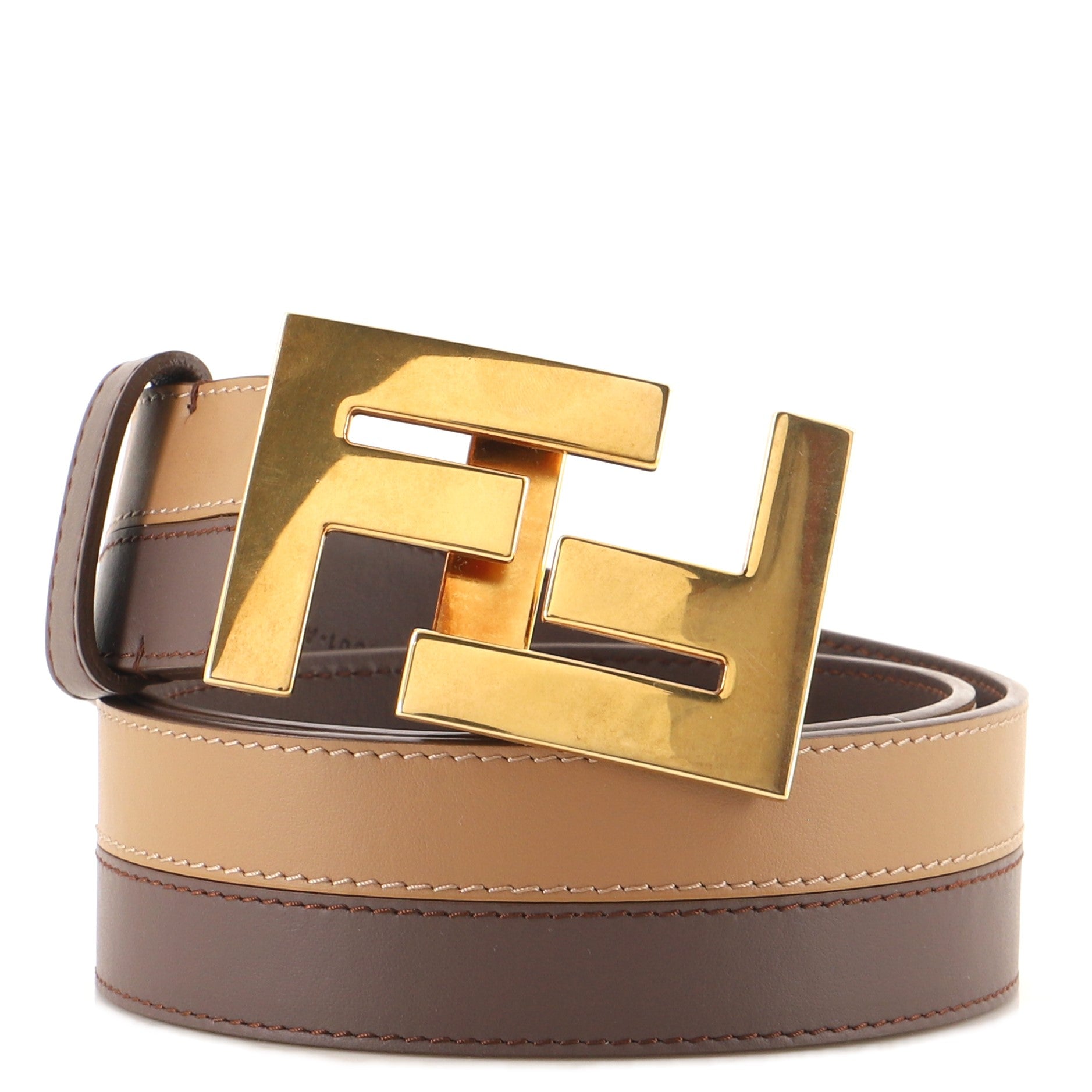 FF Logo Buckle Belt Leather Wide 85