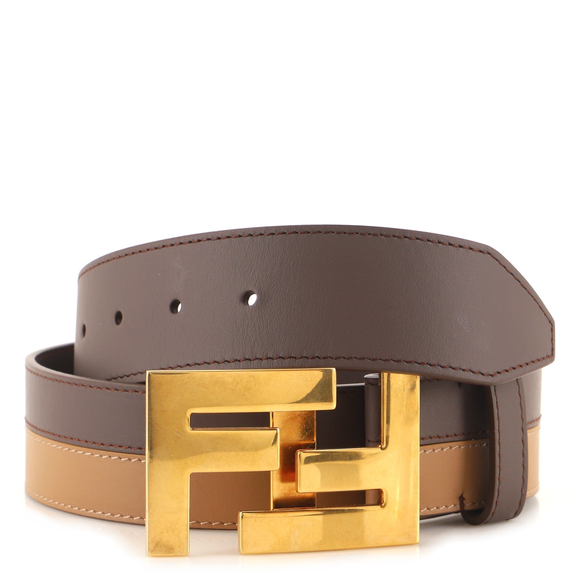 FF Logo Buckle Belt Leather Wide 85