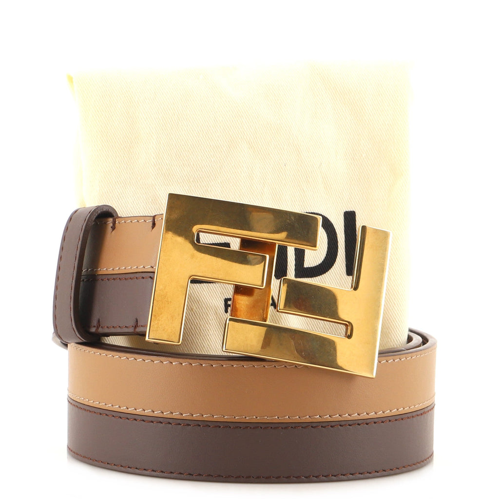 FF Logo Buckle Belt Leather Wide 85