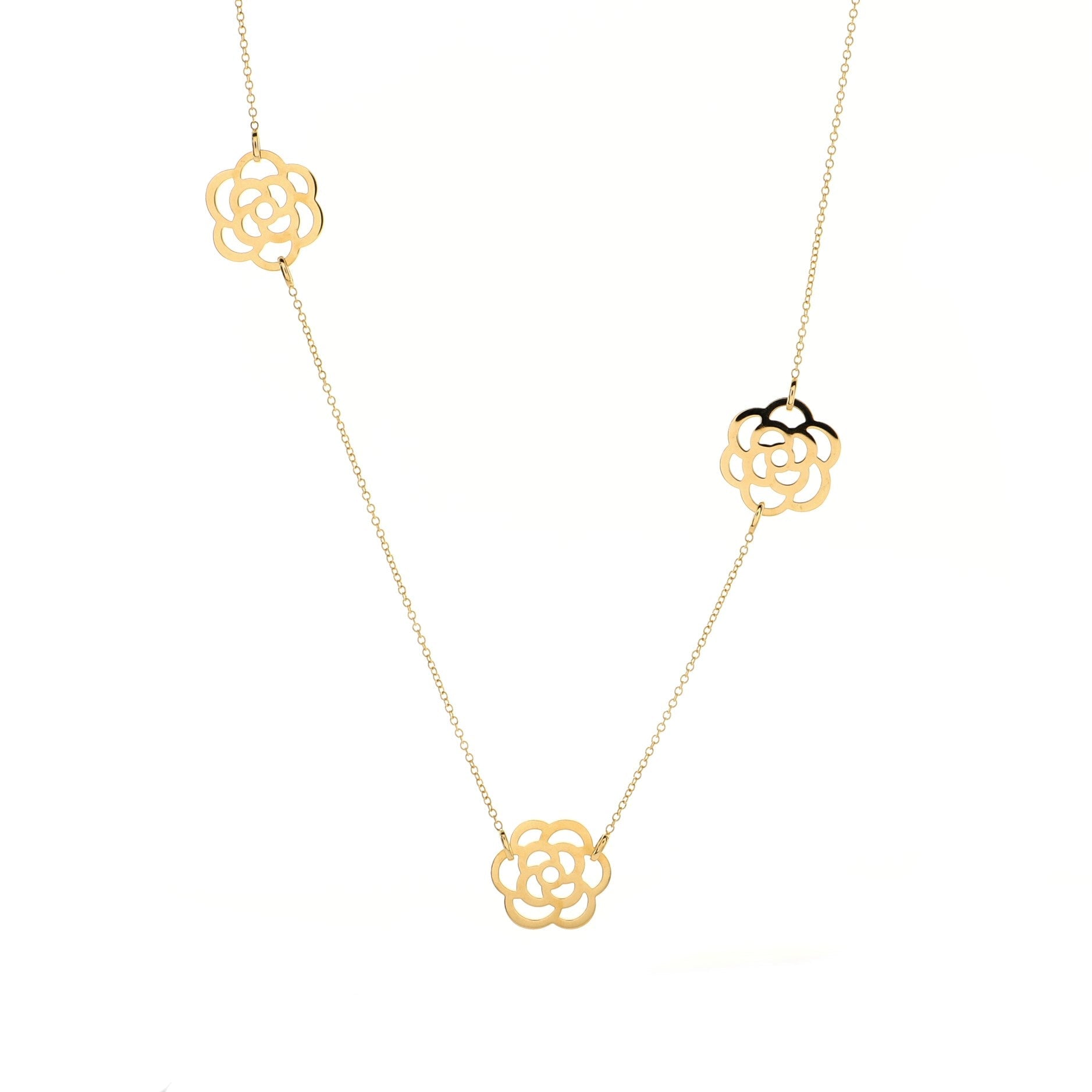 Camellia 5 Motif Necklace 18K Yellow Gold