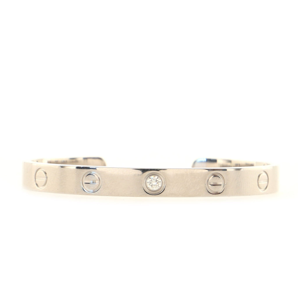Love 1 Diamond Cuff Bracelet 18K White Gold with Diamond