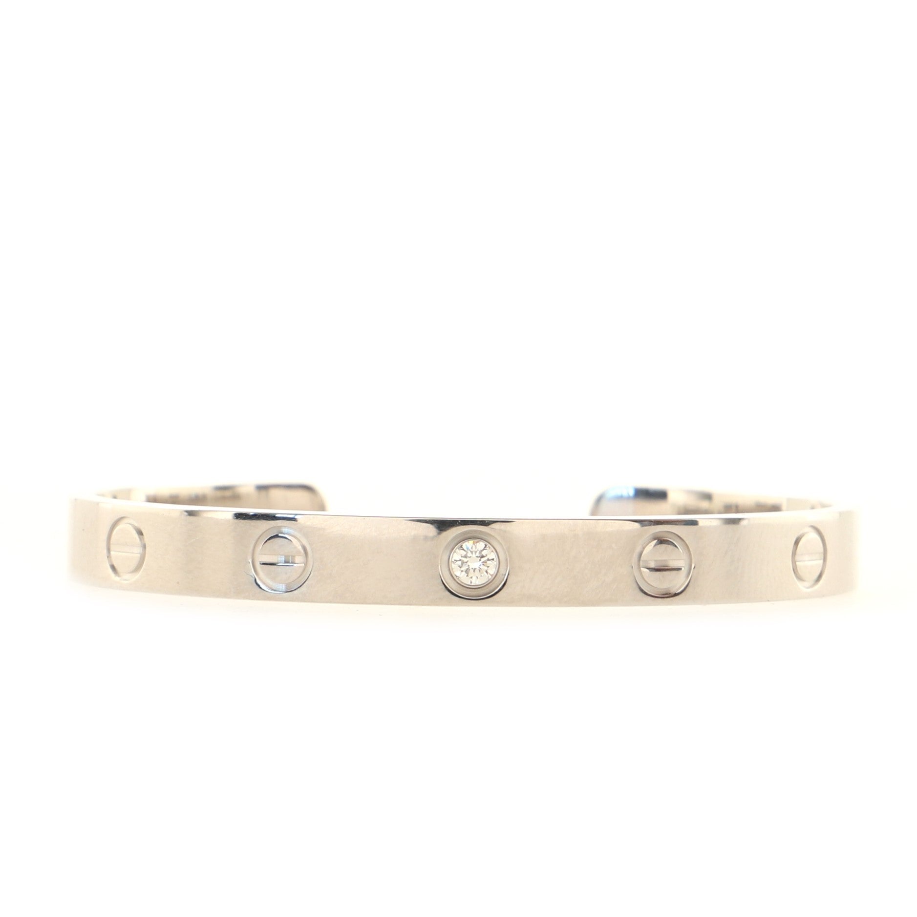Love 1 Diamond Cuff Bracelet 18K White Gold with Diamond